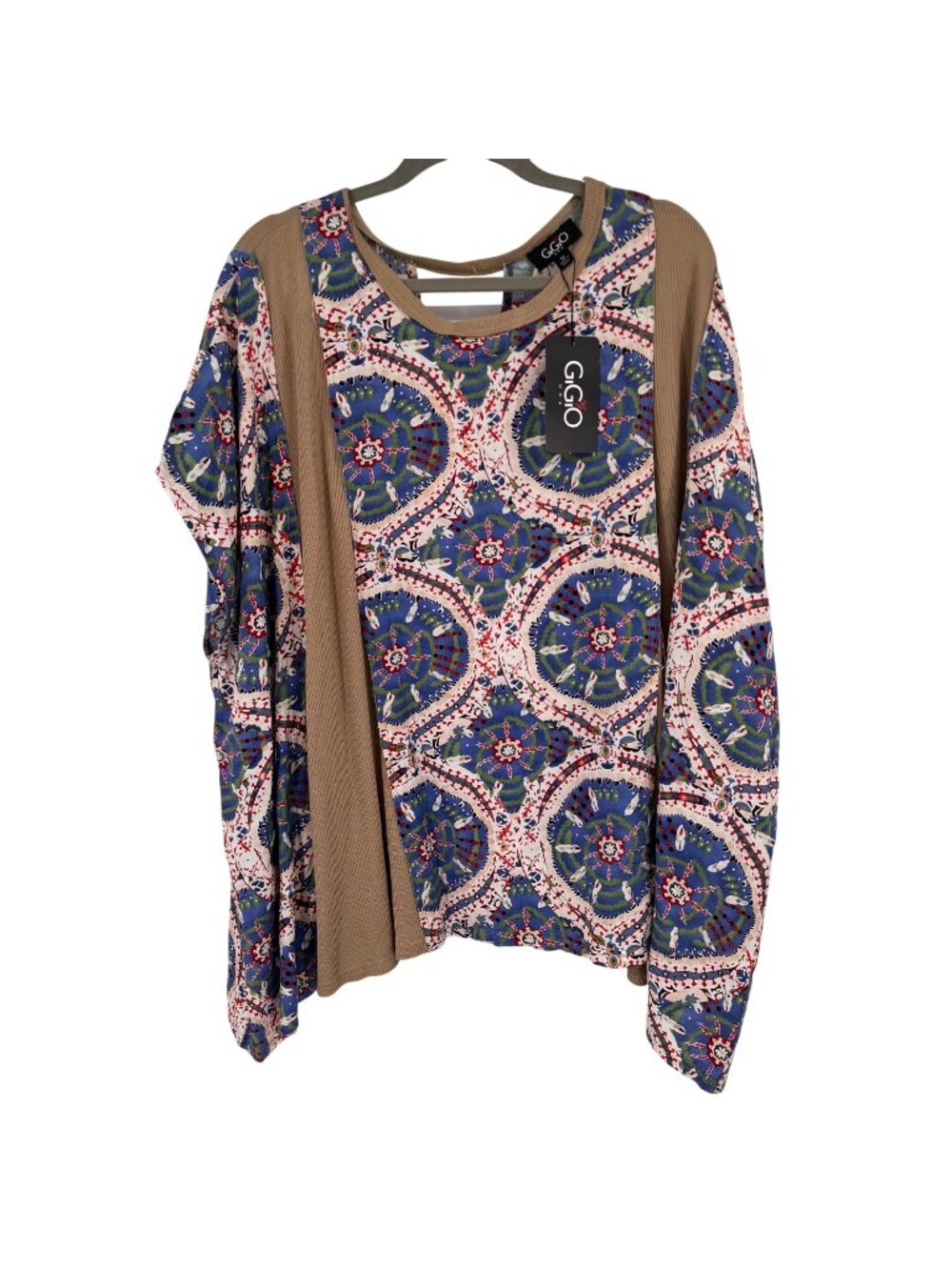 GiGiO Womens  Multicolor Bohemian Print poncho Top tunic size medium new